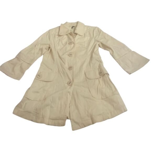 Ladies cream canvas Jacket - Picture 1 of 6